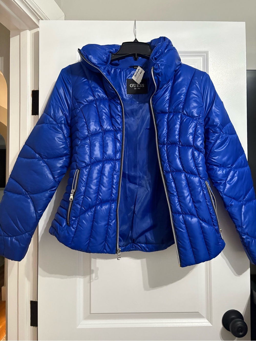 GUESS Women's Royal Blue Quilted Puffer Jacket
